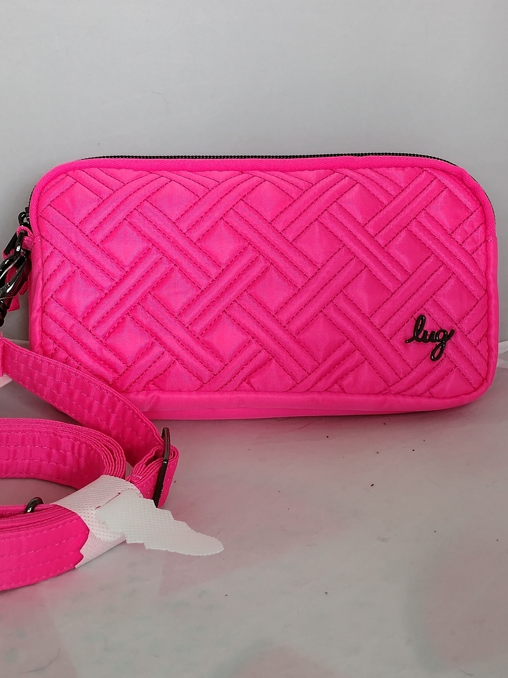 lug Quilted Neon Pink Crossbody Wristlet